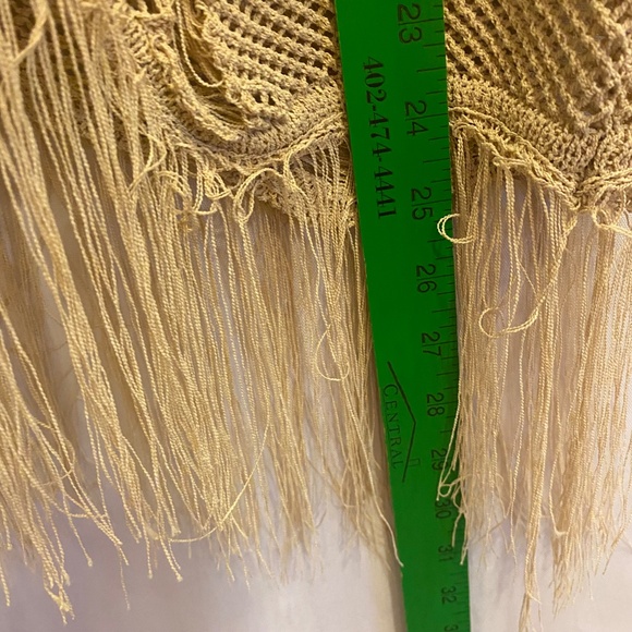 Women’s Festival Fringe Distressed Ladder Knit Tank in Beige Sz L - Picture 7 of 7